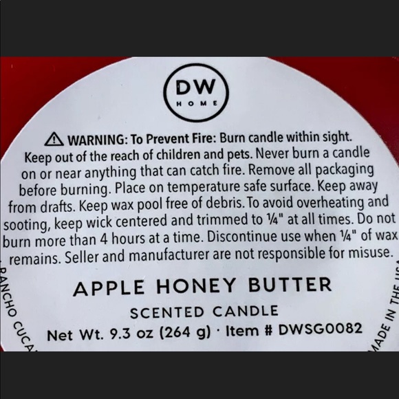 DW HOME CANDLE APPLE HONEY BUTTER RICHLY SCENTED NEW - Picture 3 of 3